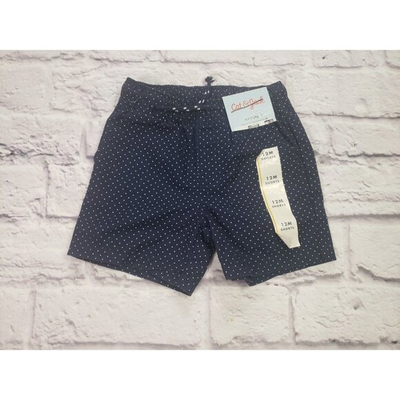 Cat & Jack Girls Size 12mo Navy Micro Dot Pull On Elastic Waist Shorts - Picture 1 of 3